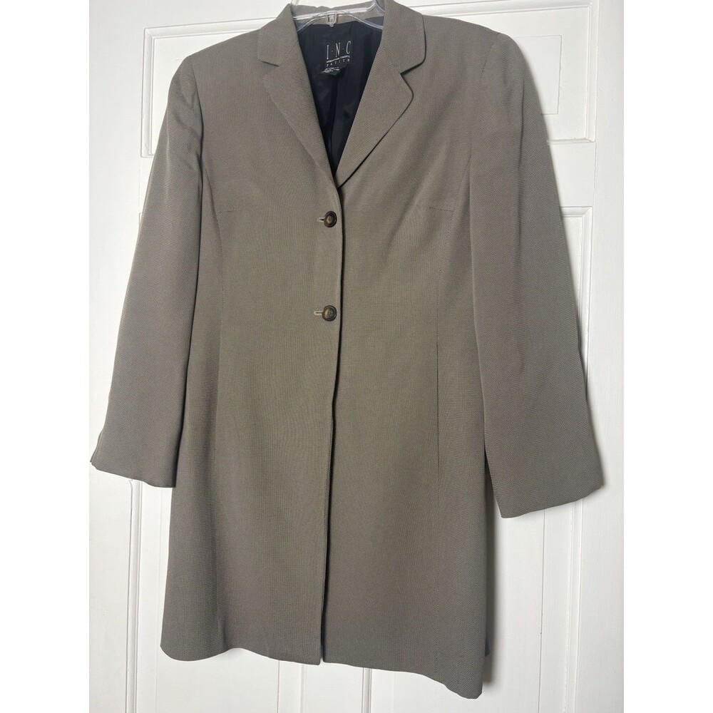 INC Blazer Womens Sz 6P Tan/Black Long Work Capsule Minimalist Corpcore NWOT - Picture 2 of 8